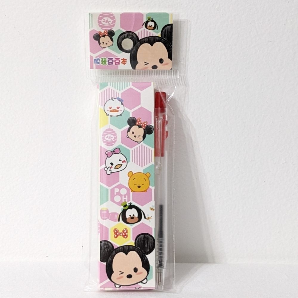 Disney Tsum Tsum Hexagon Print Mini Memo Pad With Mini Writing Pen, NEW
